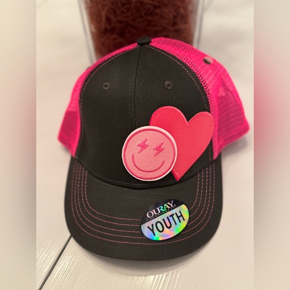 NWT! Girls INITIAL Pink Heart Patch Cap (Youth) - Picture 8 of 9